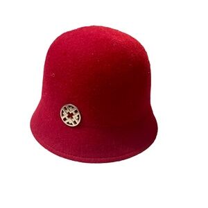 JACLYN SMITH: Women's RED Felt Wool Vintage Bucket Hat